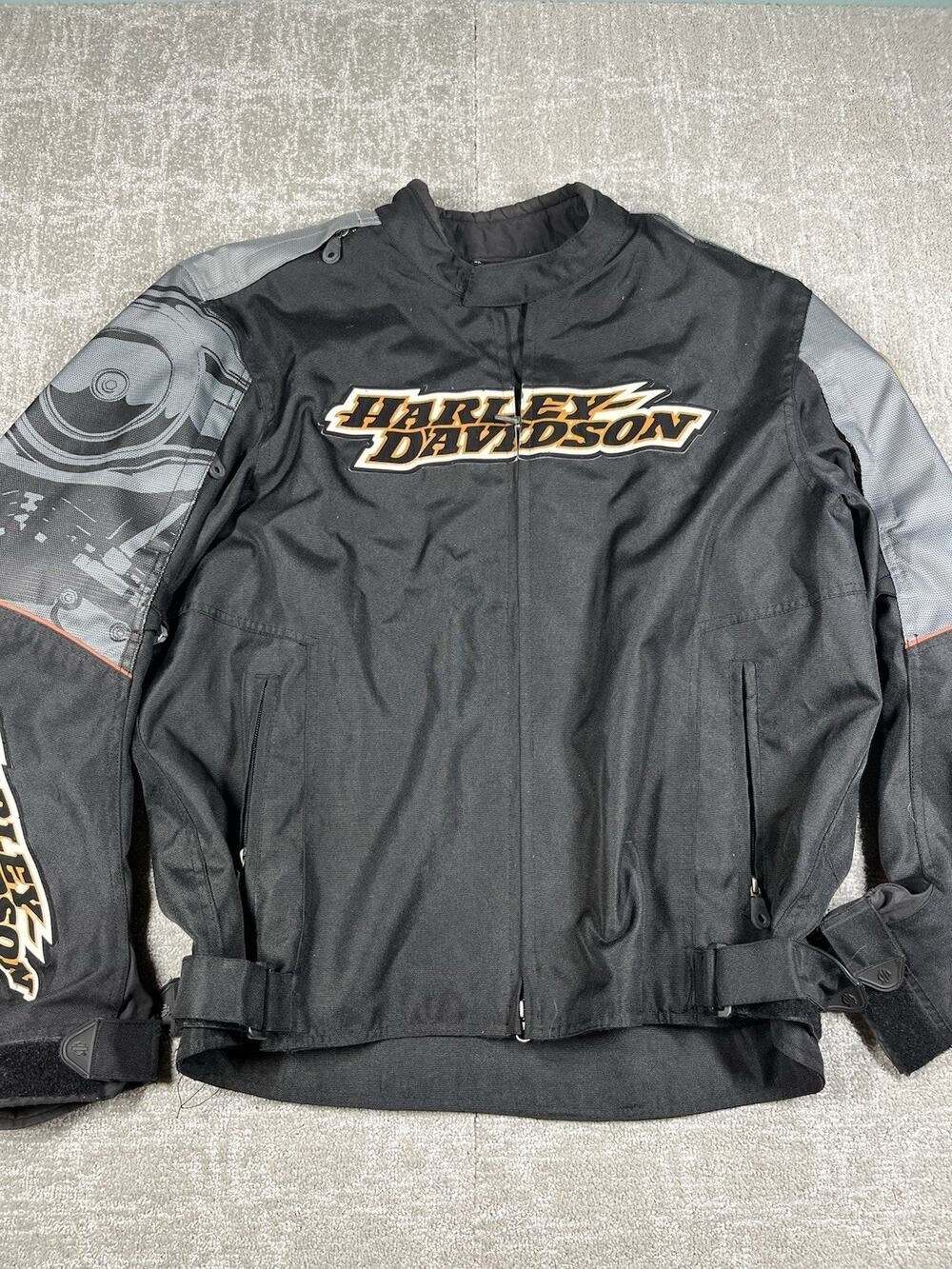 Harley Davidson Mens XL Motorcycle Black Lined Biker Jacket Full Zip